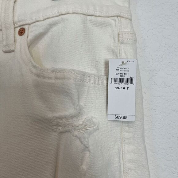Gap White Destroyed Denim High Rise Cheeky Straight Jeans Womens Size 33/16T NWT - Picture 5 of 5
